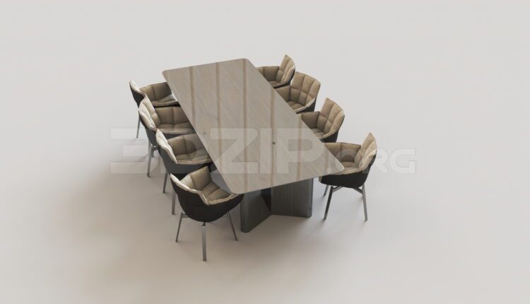 15486. Free 3ds Max Dining Table And Chair Model Download (1)
