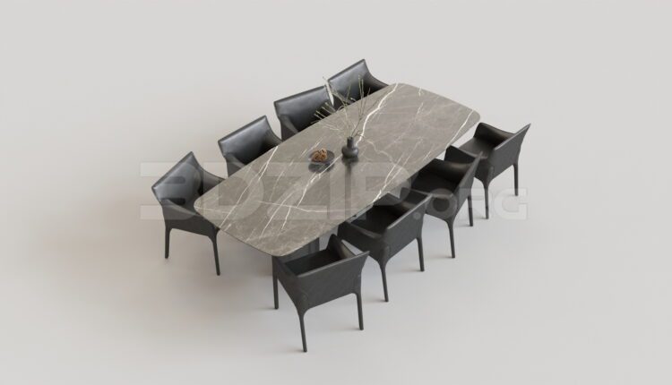 15506. Free 3ds Max Dining Table And Chair Model Download (1)