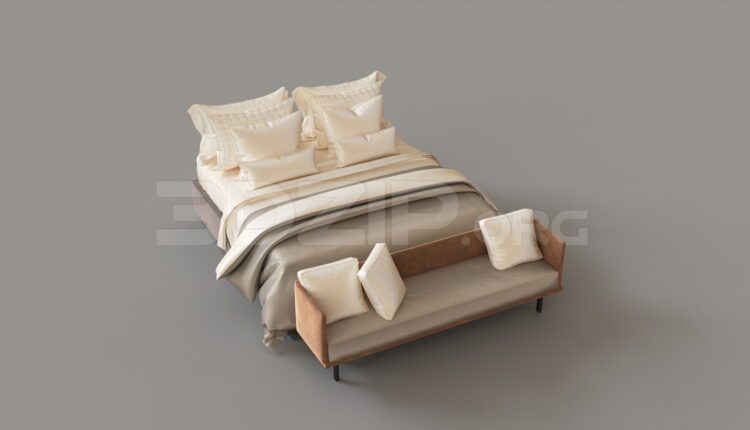 15511. Free 3ds Max Bed Model Download (1)