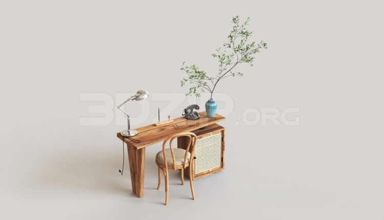 15519. Free 3ds Max Work Desk Model Download (1)