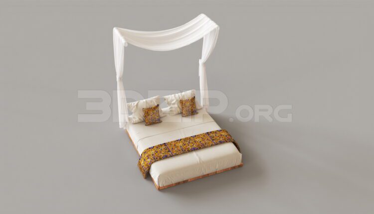15521. Free 3ds Max Bed Model Download (1)