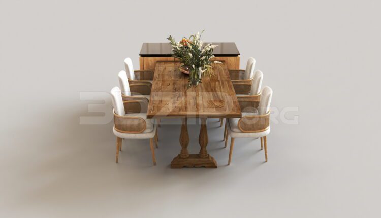 15553. Free 3ds Max Dining Table And Chair Model Download (2)