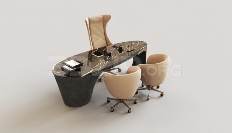 15558. Free 3ds Max Work Desk Model Download (1)