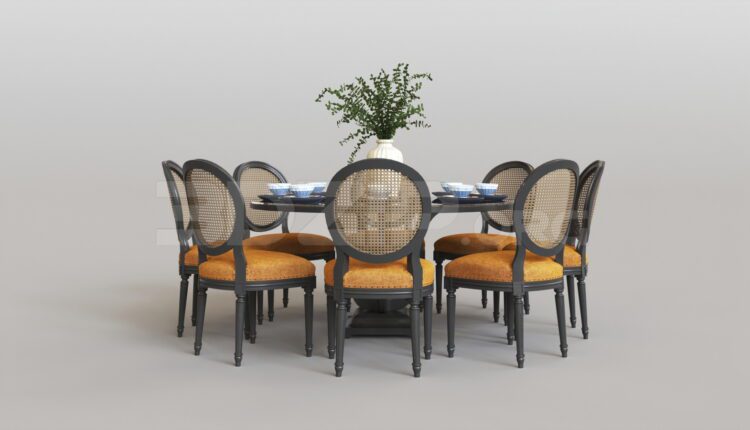 15586. Free 3ds Max Dining Table And Chair Model Download (1)