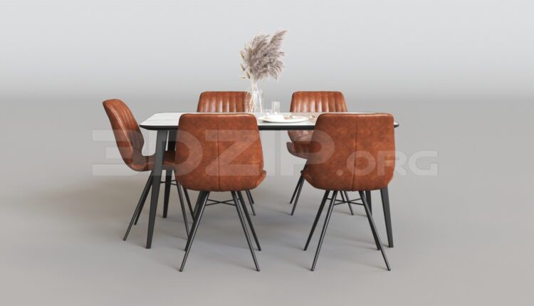 15610. Free 3ds Max Dining Table And Chair Model Download (1)
