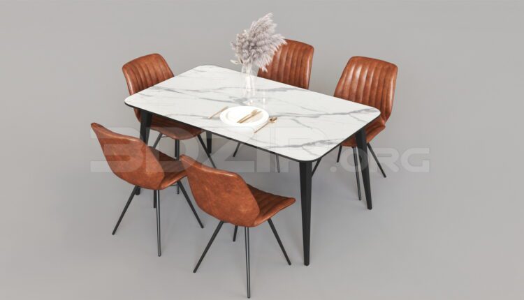 15610. Free 3ds Max Dining Table And Chair Model Download (2)