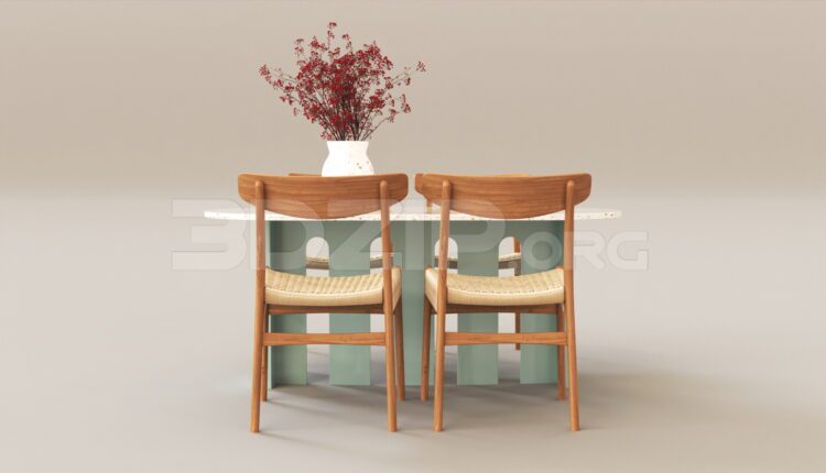 15613. Free 3ds Max Dining Table And Chair Model Download (1)