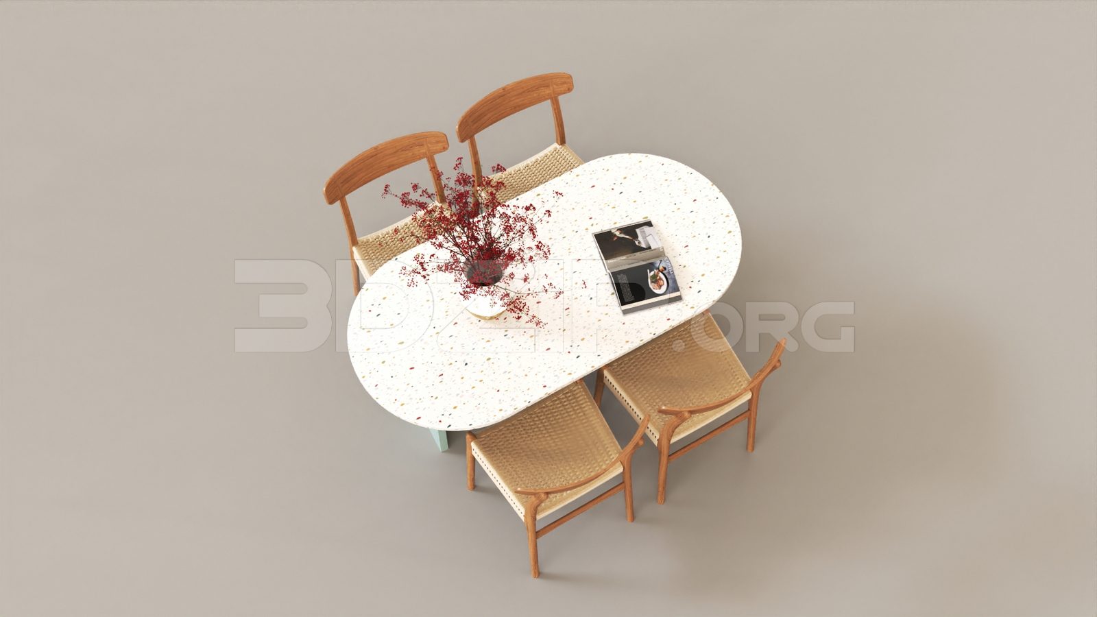 15613. Free 3ds Max Dining Table And Chair Model Download (2)
