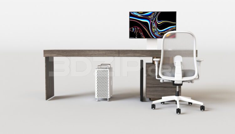 15617. Free 3ds Max Work Desk Model Download (1)