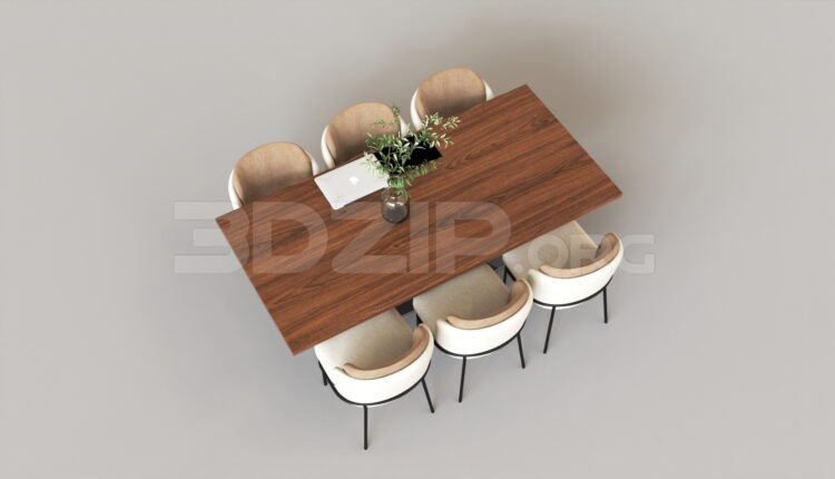 15631. Free 3ds Max Dining Table And Chair Model Download (2)