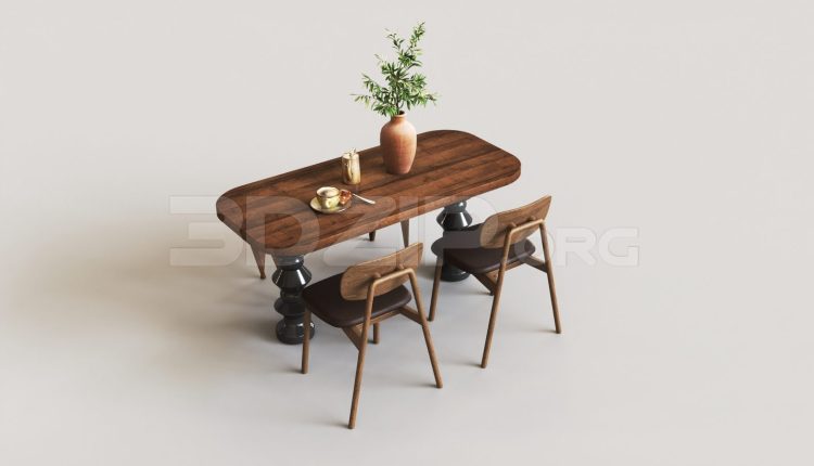 15639. Free 3ds Max Dining Table And Chair Model Download (2)