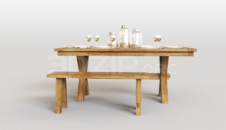 15640. Free 3ds Max Dining Table And Chair Model Download (1)