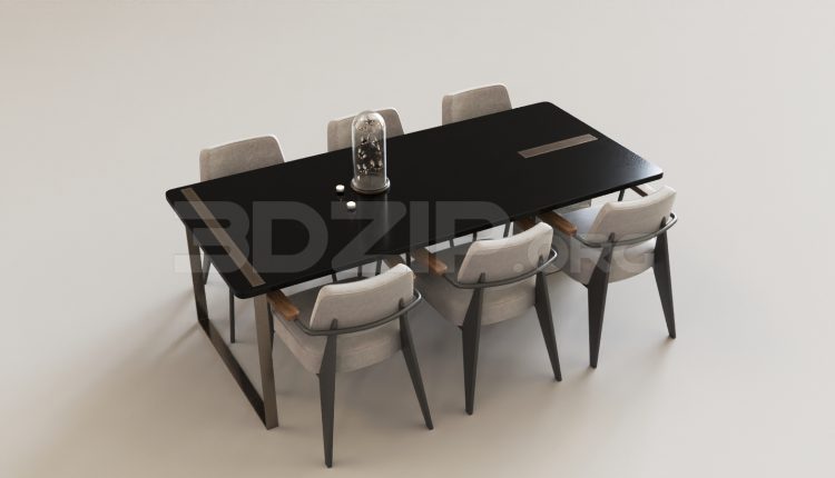 15665. Free 3ds Max Dining Table And Chair Model Download (2)