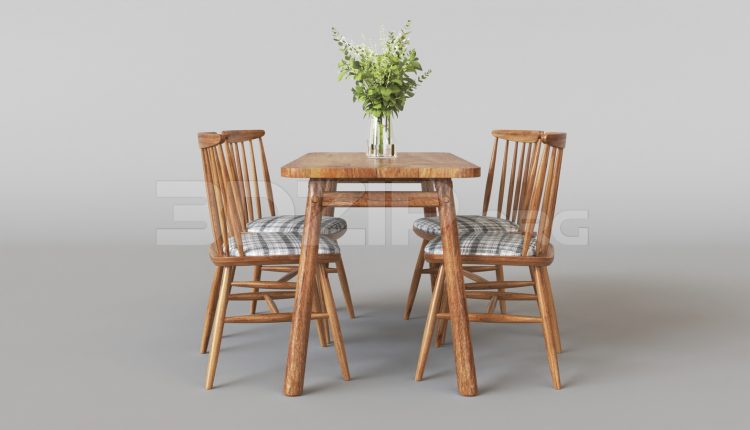 15675. Free 3ds Max Dining Table And Chair Model Download (1)