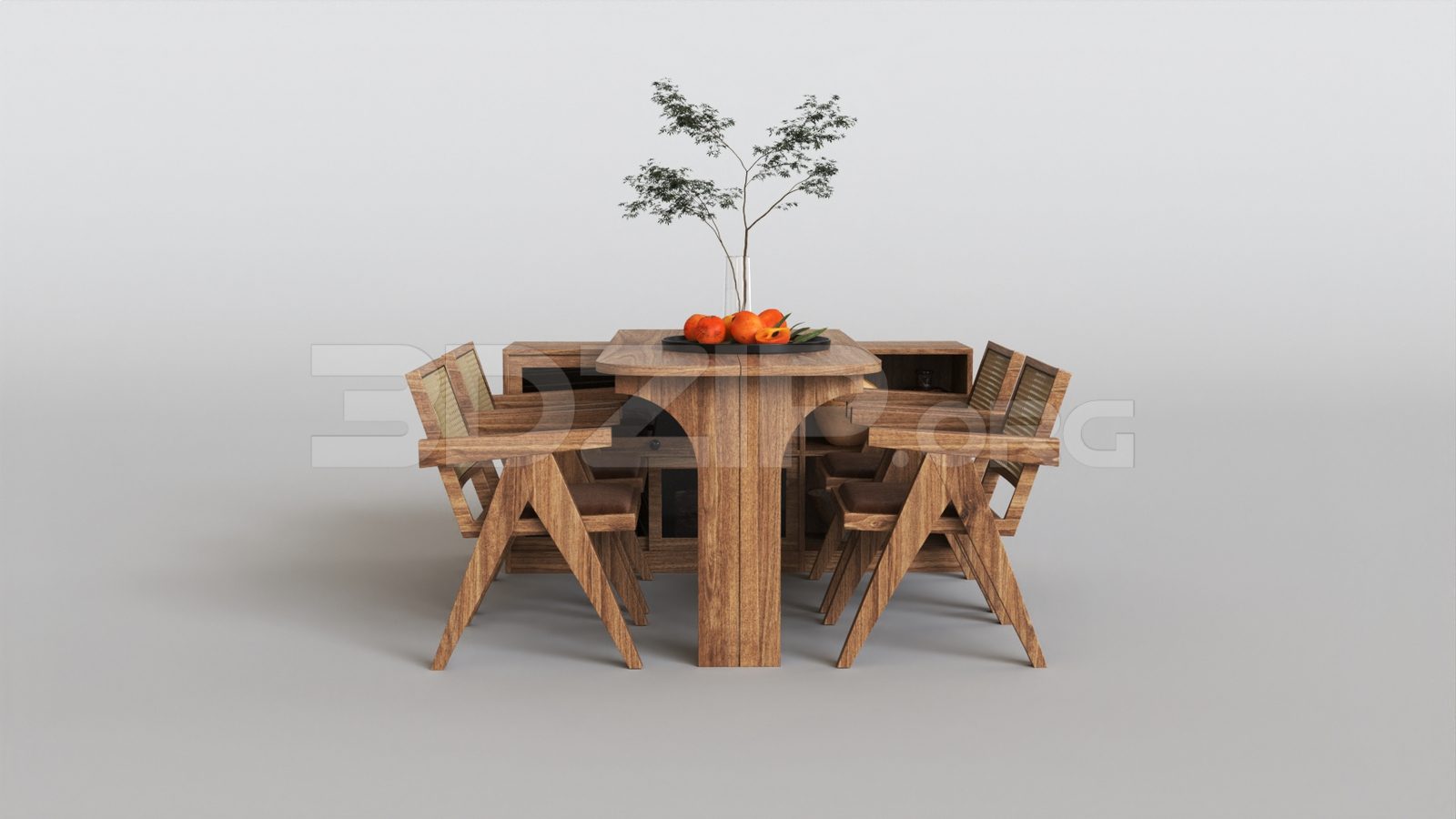 15685. Free 3ds Max Dining Table And Chair Model Download (1)