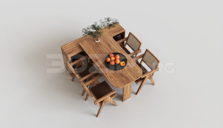 15685. Free 3ds Max Dining Table And Chair Model Download (2)