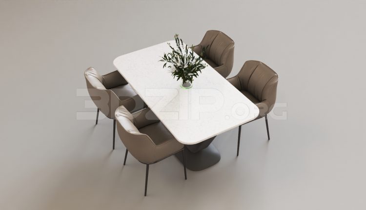 15711. Free 3ds Max Dining Table And Chair Model Download (2)