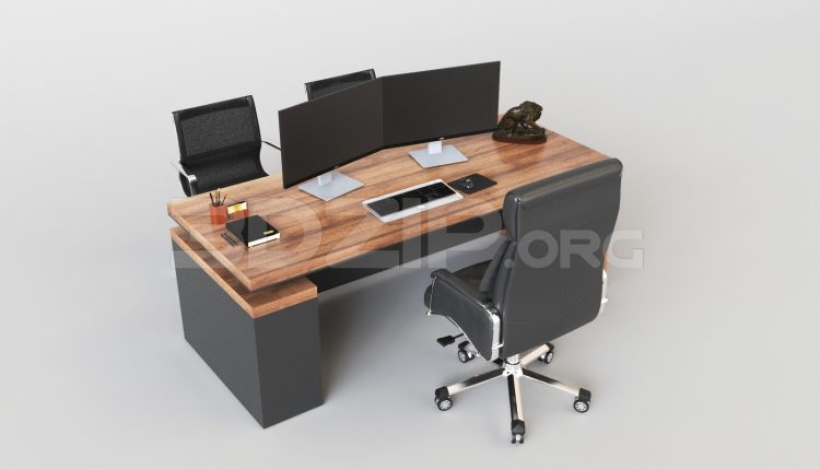 15718. Free 3ds Max Work Desk Model Download (2)