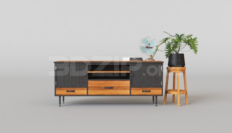 15740. Free 3ds Max Tv Cabinet Model Download (1)