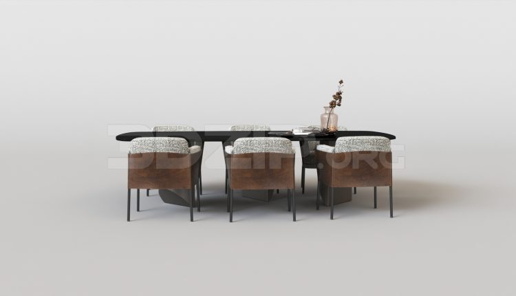 15765. Free 3ds Max Dining Table And Chair Model Download (1)