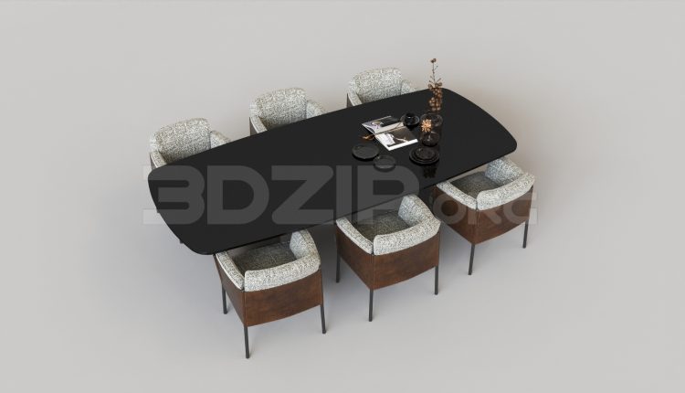15765. Free 3ds Max Dining Table And Chair Model Download (2)
