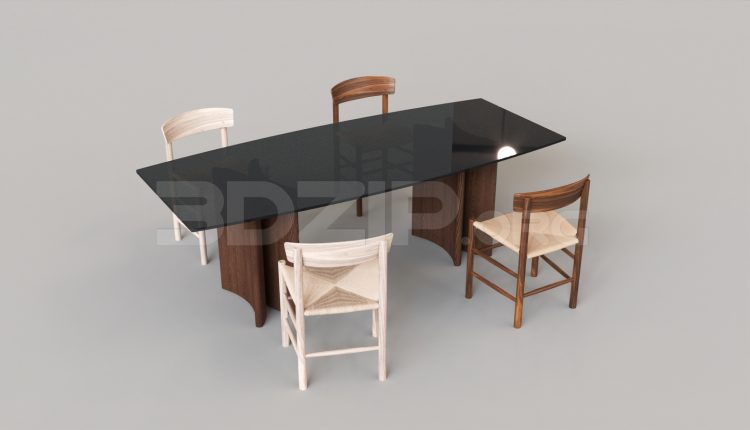 15795. Free 3ds Max Dining Table And Chair Model Download (2)