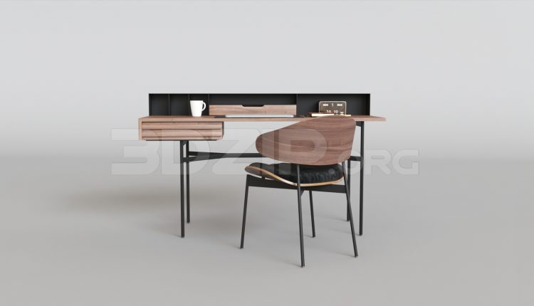15806. Free 3ds Max Work Desk Model Download (1)