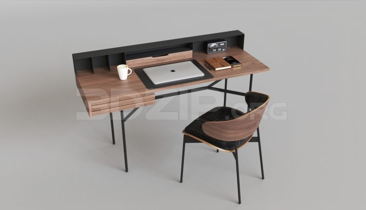 15806. Free 3ds Max Work Desk Model Download (2)