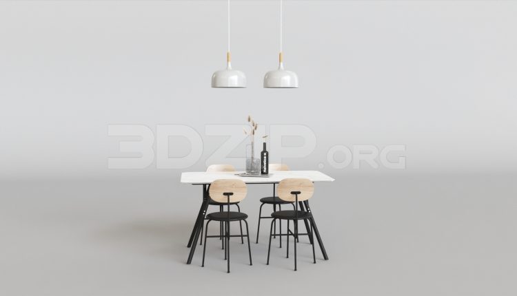 15807. Free 3ds Max Dining Table And Chair Model Download (1)