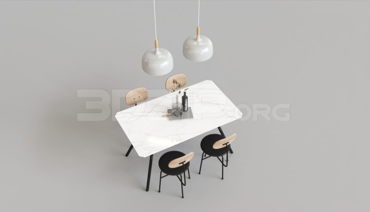 15807. Free 3ds Max Dining Table And Chair Model Download (2)