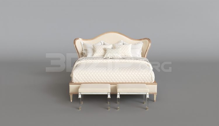 15818. Free 3ds Max Bed Model Download (1)