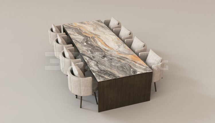 15828. Free 3ds Max Dining Table And Chair Model Download (2)