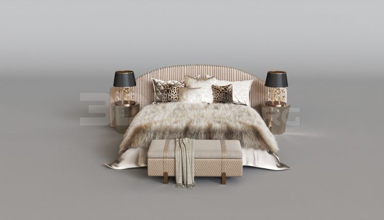 15844. Free 3ds Max Bed Model Download (1)