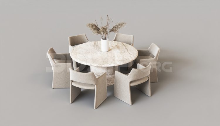 15852. Free 3ds Max Dining Table And Chair Model Download (2)