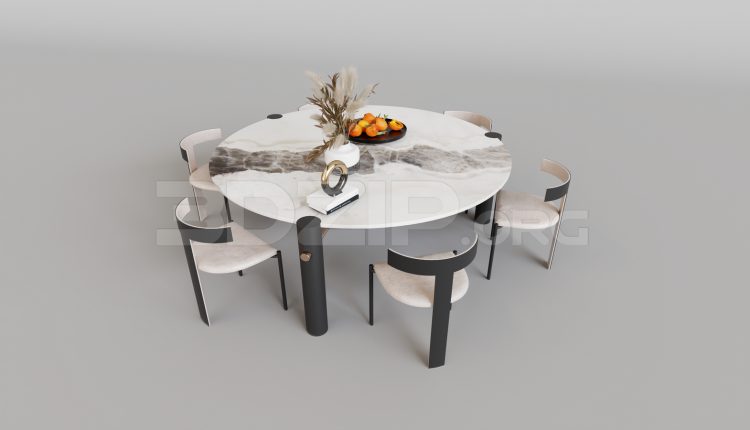 15879. Free 3ds Max Dining Table And Chair Model Download (2)