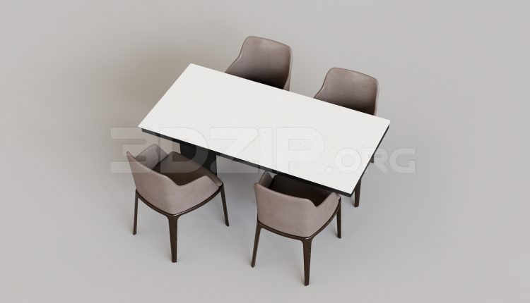 15881. Free 3ds Max Dining Table And Chair Model Download (2)