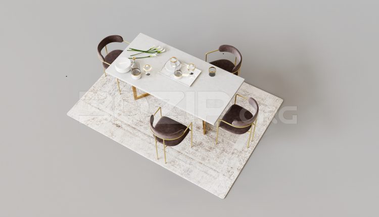 15890. Free 3ds Max Dining Table And Chair Model Download (2)