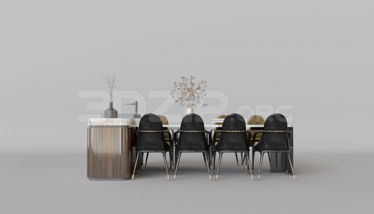 15897. Free 3ds Max Dining Table And Chair Model Download (1)