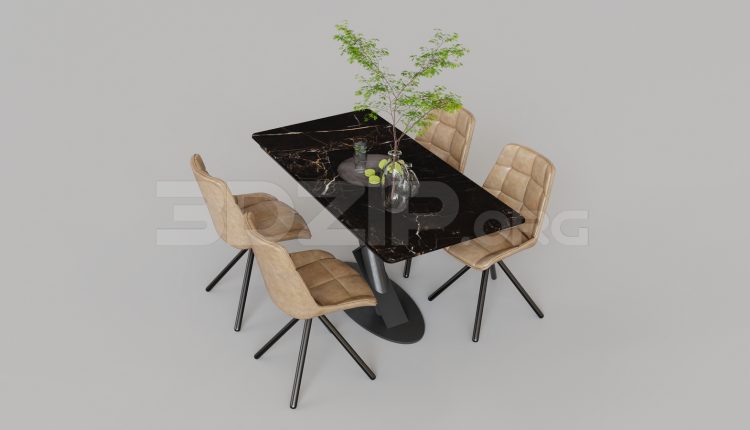 15907. Free 3ds Max Dining Table And Chair Model Download (2)