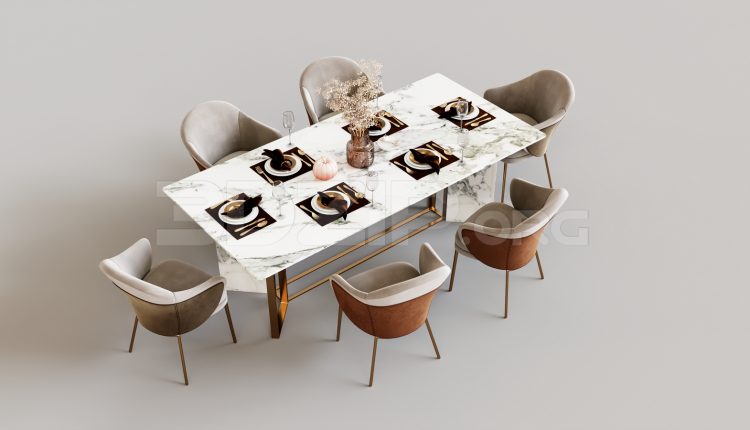 15954. Free 3ds Max Dining Table And Chair Model Download (1)