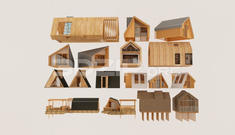 20002. Free 3ds Max Modern Wooden Cabin Model Download (1)