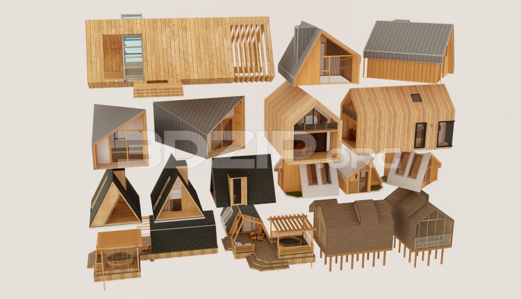 20002. Free 3ds Max Modern Wooden Cabin Model Download (2)