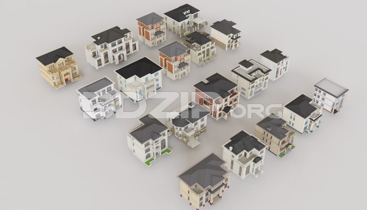 20004. Free 3d Model Of A Detached Villa Download (1)