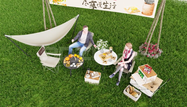 20039. Free 3ds Max Summer Young Family Outdoor Camping Set Model Download (2)