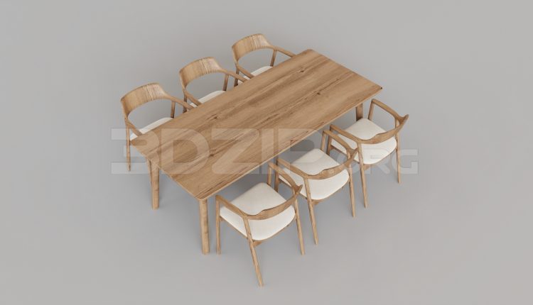 15975. Free 3ds Max Dining Table And Chair Model Download (2)