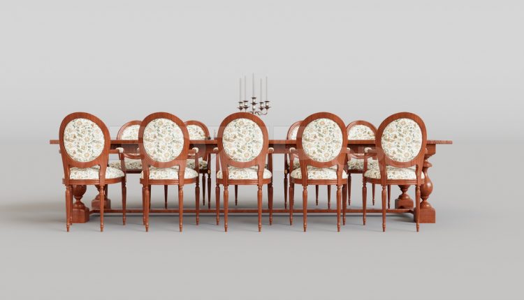 15983. Free 3ds Max Dining Table And Chair Model Download (1)