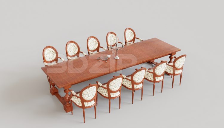 15983. Free 3ds Max Dining Table And Chair Model Download (2)