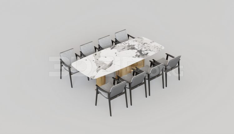 15990. Free 3ds Max Dining Table And Chair Model Download (1)