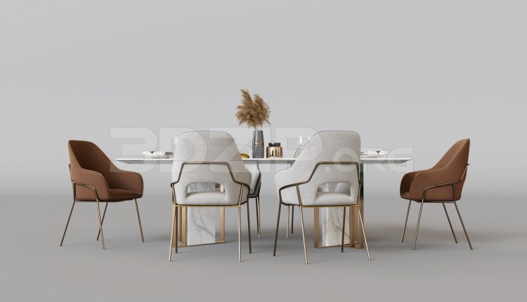 16016. Free 3ds Max Dining Table And Chair Model Download (1)