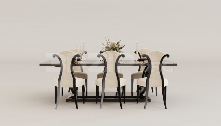 16019. Free 3ds Max Dining Table And Chair Model Download (1)